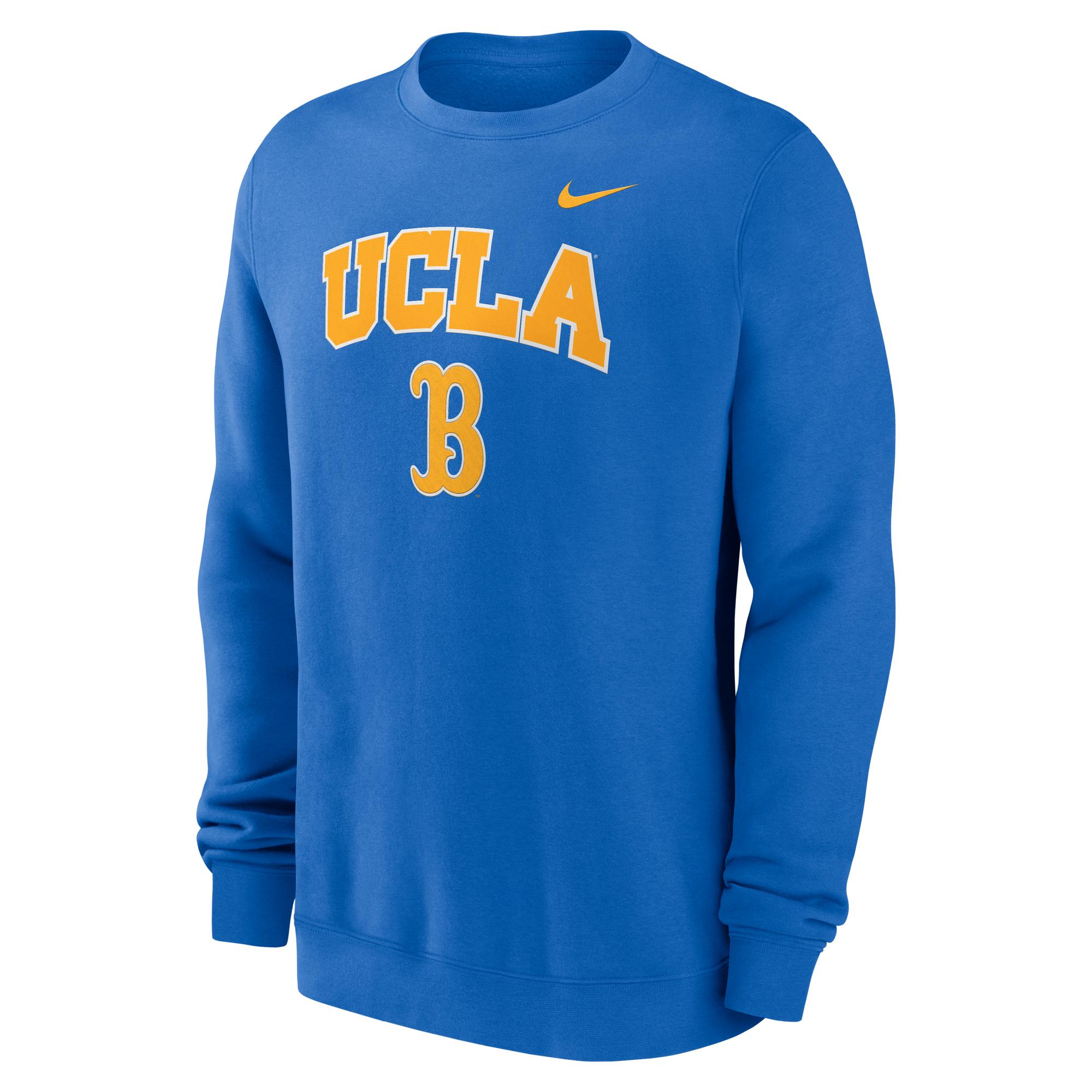 UCLA Bruins Nike Club Fleece Tackle Twill Arch Crew | UCLA Store